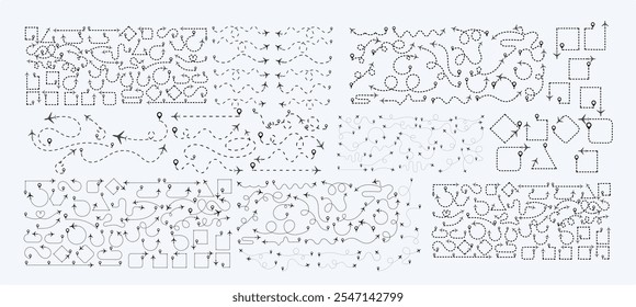 Airplane Route Dotted Line.  travel, location pins, map pins. Plane, airplane, aircraft paths. Vector illustration EPS 10