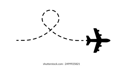 Ruta en avión. Vector de vuelo de avión