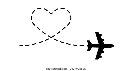 Airplane route. Airplane flight vector