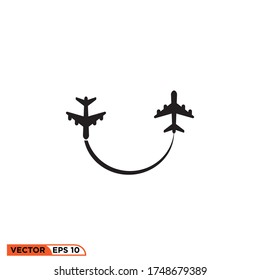 plantilla de ilustración de vector de diseño de icono de ruta de avión