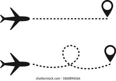 Airplane route icon illustration set