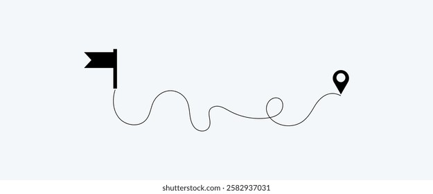 Airplane Route Icon Set. air plane reach in the destination. air plane route. airplane location. destination. Airplane line path vector design.