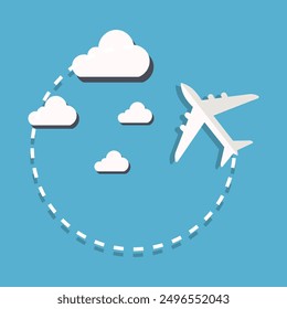 Airplane Route Icon Sketch Collection Decoration