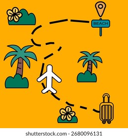 Rota de avião que leva à praia
