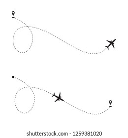 Airplane route or path vector illustration. Vector.