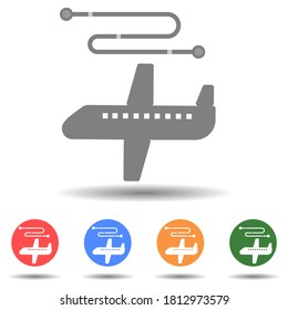 Airplane route vector icon with isolated background