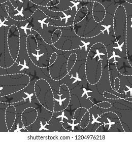 Airplane routes icon on a black background