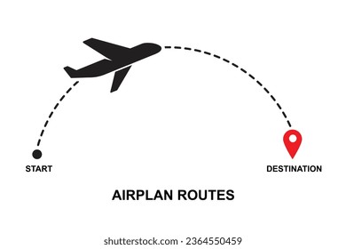 Airplane routes icon. Routes travels isolated on background vector illustration.