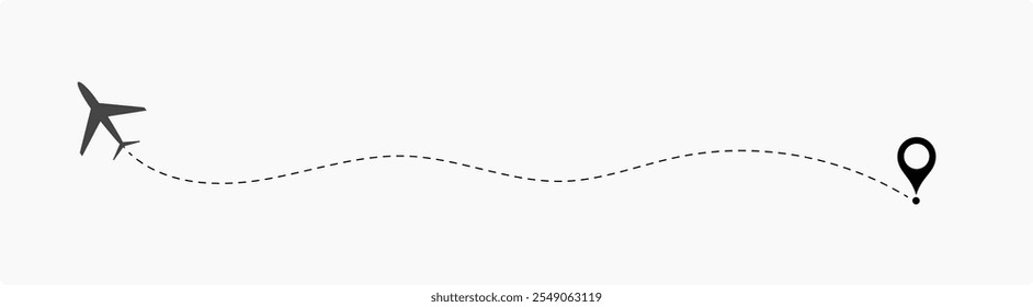 Airplane routes set. Plane route line. Planes dotted flight pathway. Plane paths. Aircraft tracking, planes, travel, map pins, location pins. airplane dotted route path icon vector symbol.