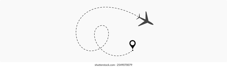 Airplane routes set. Plane route line. Planes dotted flight pathway. Plane paths. Aircraft tracking, planes, travel, map pins, location pins. airplane dotted route path icon vector symbol.