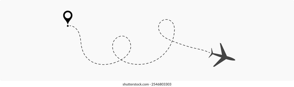 Airplane routes set. airplane Route Icon Set. aircraft location tracking in a dotted path vector illustration isolated on white background.