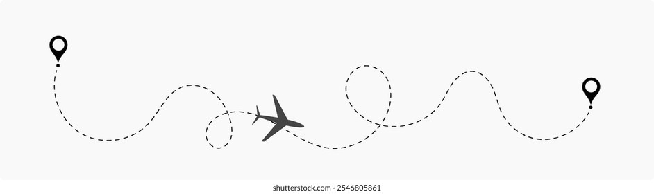 Airplane routes set. airplane Route Icon Set. aircraft location tracking in a dotted path vector illustration isolated on white background.