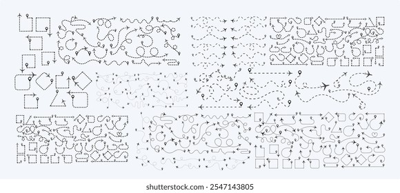 Airplane routes set. airplane Route Icon Set. aircraft location tracking in a dotted path vector illustration isolated on white background.