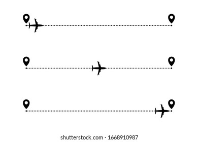 Rutas de avión. Inicio, mitad y fin