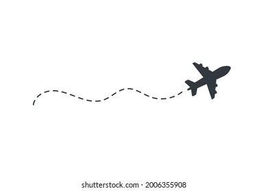 Airplane routes. Travel vector icon. Travel from start point and dotted line tracing.