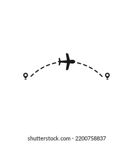 Airplane routes. Travel vector icon. Travel from start point and dotted line tracing.