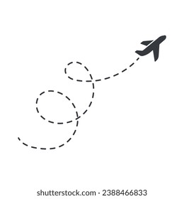 Airplane routes. Travel vector icon. Travel from start point and dotted line tracing.