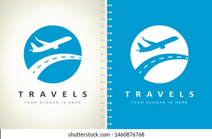 airplane and runway logo vector. Logo design.