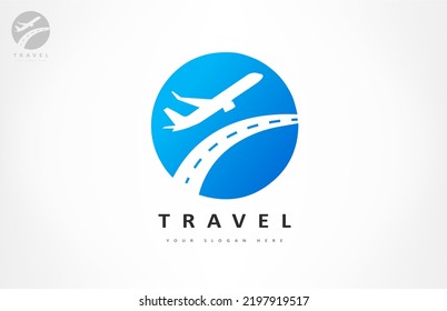 Airplane And Runway Logo Vector. Logo Design.