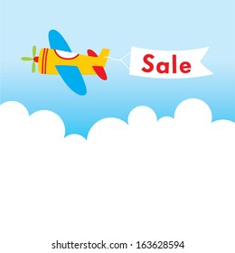 airplane with sale banner