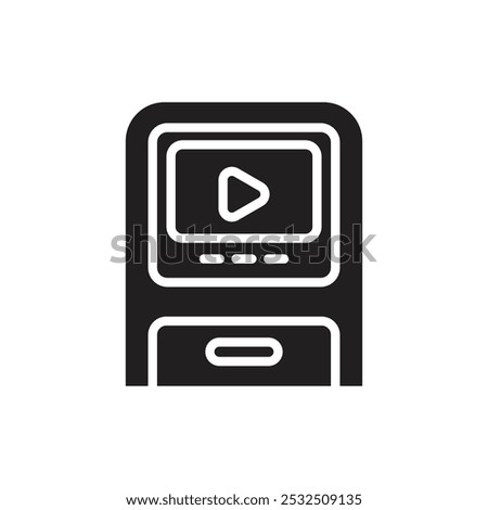 Airplane Screen Filled Icon Vector Illustration