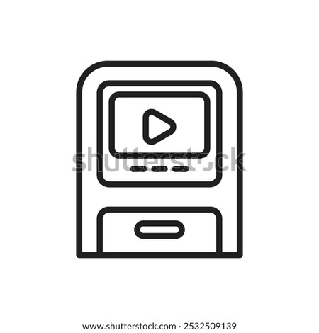 Airplane Screen Outline Icon Vector Illustration