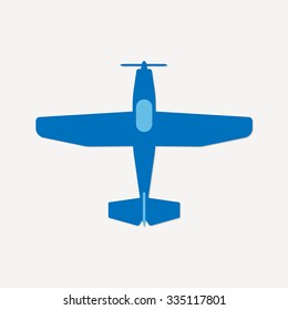 Airplane with screw. Flat icon. Vector plane silhouette.
