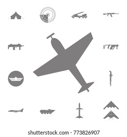 Airplane with screw, plane silhouette icon. Set of military elements icon. Quality graphic design collection army icons for websites, web design, mobile app on white background