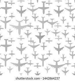 Airplane seamless background. Aircraft transportation pattern template. Aviation vector repeatable texture.