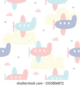 Airplane seamless background repeating pattern, wallpaper background, cute seamless pattern background