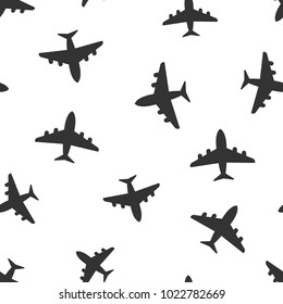 Airplane seamless pattern background icon. Flat vector illustration. Plane sign symbol pattern.