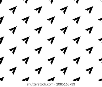 Airplane seamless pattern. Background of planes for travel. Texture of aircrafts for boys. Wallpaper with aviation in air. Military map for flight. Silhouette for airline and tourism. 