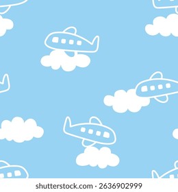 
Airplane  seamless pattern design for background, wallpaper, textile design, fabric, card , wrapping paper, carpet, notebook, diary cover, blanket, blanket for kids, decorative, and etc.