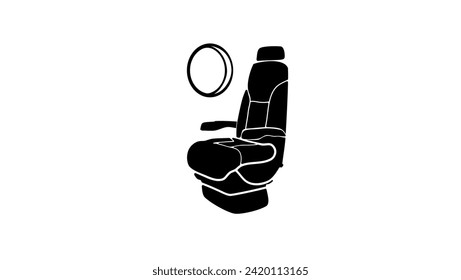 airplane seat, black isolated silhouette