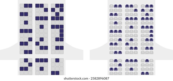 airplane seat booking, airline interface,  vector illustration
