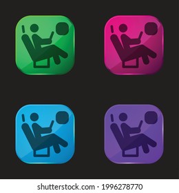 Airplane Seat four color glass button icon
