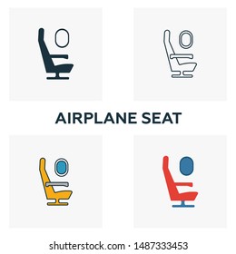 Airplane Seat icon set. Four elements in diferent styles from airport icons collection. Creative airplane seat icons filled, outline, colored and flat symbols.