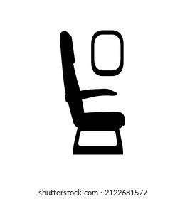 Airplane Seat Icon. Window Seat On Plane Symbol. Vector Illustration Of Pictogram Isolated On White Background. Flat Design For Web, App, Banner, UI, Poster, Advertisement. Armchair Symbol.