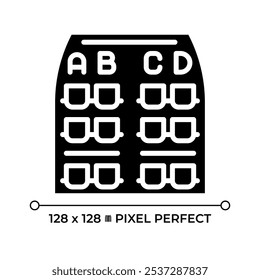 Airplane seat plan black glyph icon. Rows in cabin. Seat arrangements. For boarding and seat selection during travel. Silhouette symbol on white space. Solid pictogram. Vector isolated illustration