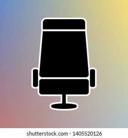 Airplane seat sign illustration. Black icon in white shell at pastel color background. Illustration.