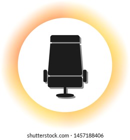 Airplane seat sign illustration. Dark icon with shadow on the glowing circle button. Illustration.