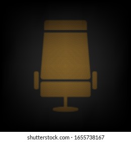 Airplane seat sign illustration. Icon as grid of small orange light bulb in darkness. Illustration.