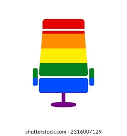 Airplane seat sign illustration. Rainbow gay LGBT rights colored Icon at white Background. Illustration.