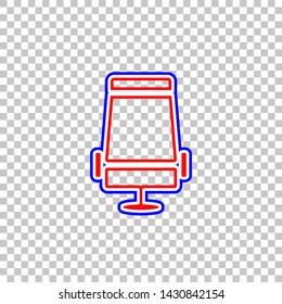 Airplane seat sign illustration. Red, white and contour icon at transparent background. Illustration.