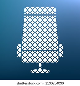 Airplane seat sign illustration. Vector. White textured icon at lapis lazuli gradient background.