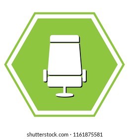 Airplane seat sign illustration. Vector. White icon with black shadow at yellow green honeycomb on white background.