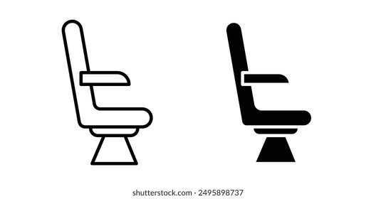 Airplane seat vector icon set in black color.