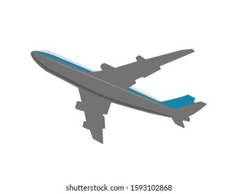 Airplane seen from below flat vector illustration ( travel, transportation )