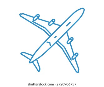 Flugzeug von unten gesehen und Flugzeug fliegen Linie Kunst Symbol, Flugzeug, Flugzeug, Flugzeug, Lufttransport im Flug, Flugzeug außen, Bodenansicht, Flugzeug reist konturiert flachen Vektorgrafik.