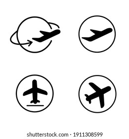 Icono de conjunto de avión o logotipo símbolo de signo aislado ilustración vectorial de alta calidad estilo negro iconos vectoriales de alta calidad